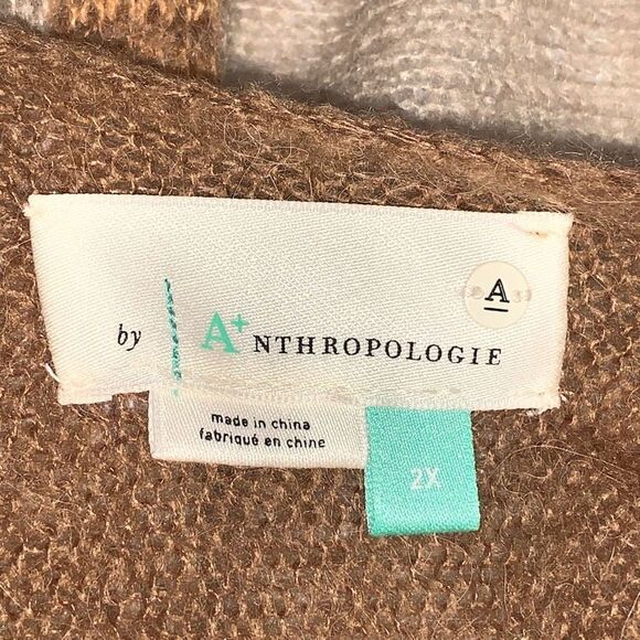Anthropologie 2X Taupe Brown Wendy Kimono Wrap Cardigan - Picture 6 of 7